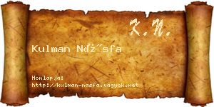 Kulman Násfa névjegykártya